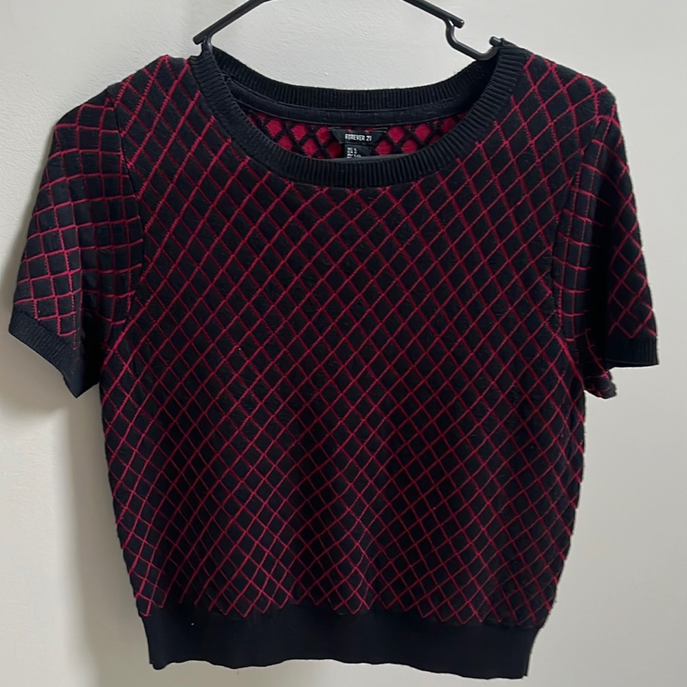 Forever 21 half sleeve sweater, size L (runs small), dark navy and red